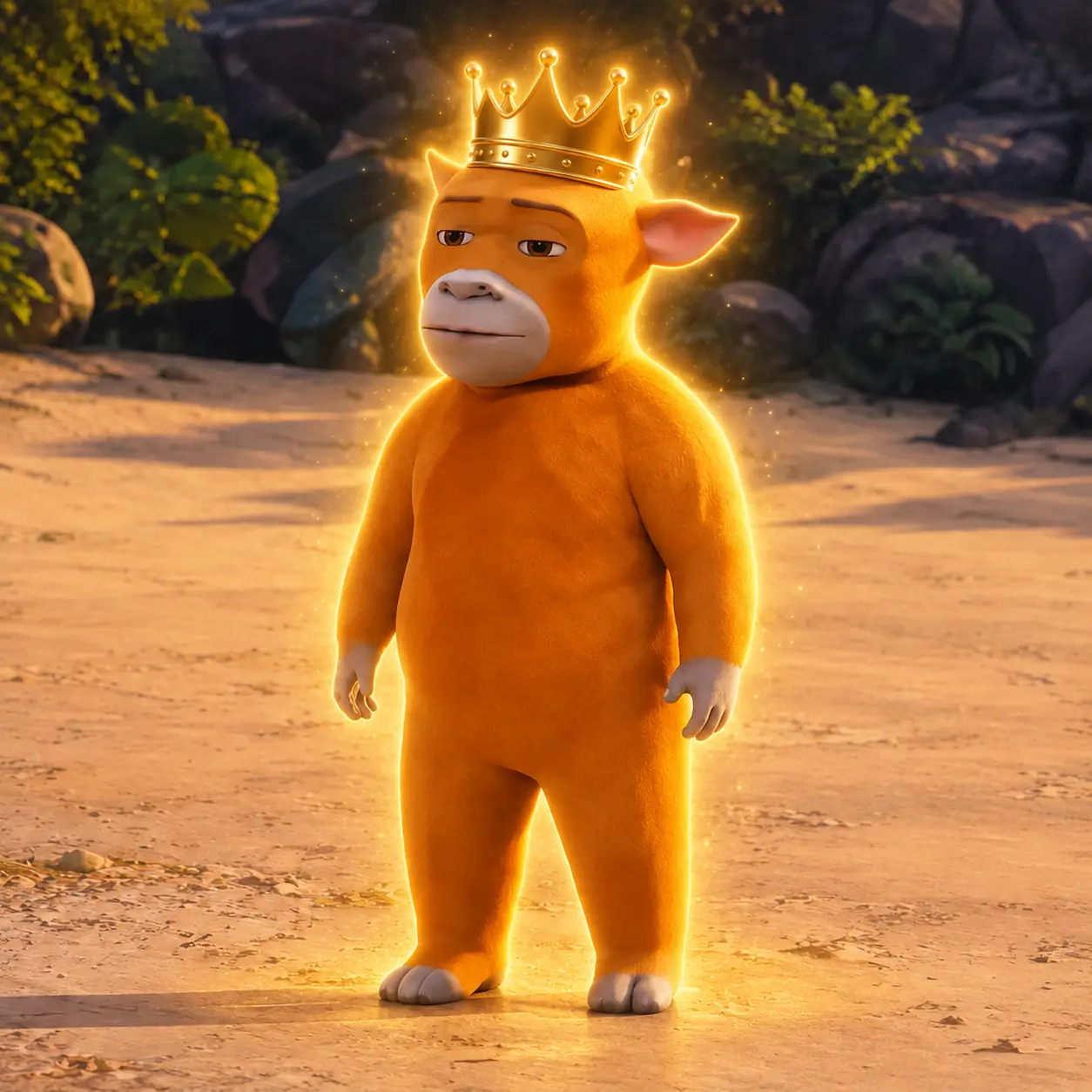 Crowned orange calf surrounded by a radiant golden aura